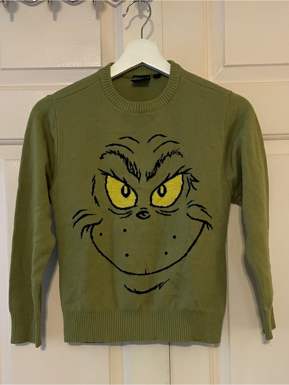The Grinch Dr Seuss Sweater M Grinch Face - Fun Kidcore Holiday Knit